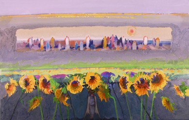 Pilgrimage with Sunflowers  28&quot; X 44&quot;