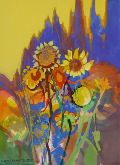 Sunflowers and Cypress Sunflowers and Cypress